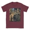 Men T-Shirts Funny Lion Selfie With Scarecrows Novelty Cotton Tee Shirt Scary Halloween T Shirt Crewneck Merchandise Plus Size