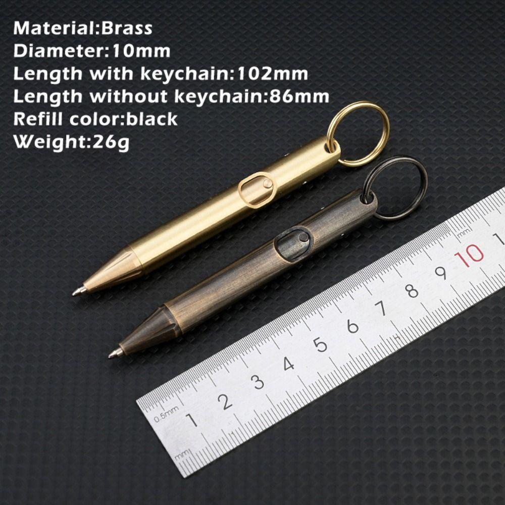 New Brass Mini Ballpoint Pen with Keychain Portable Gel Pen Pocket Pen Travel