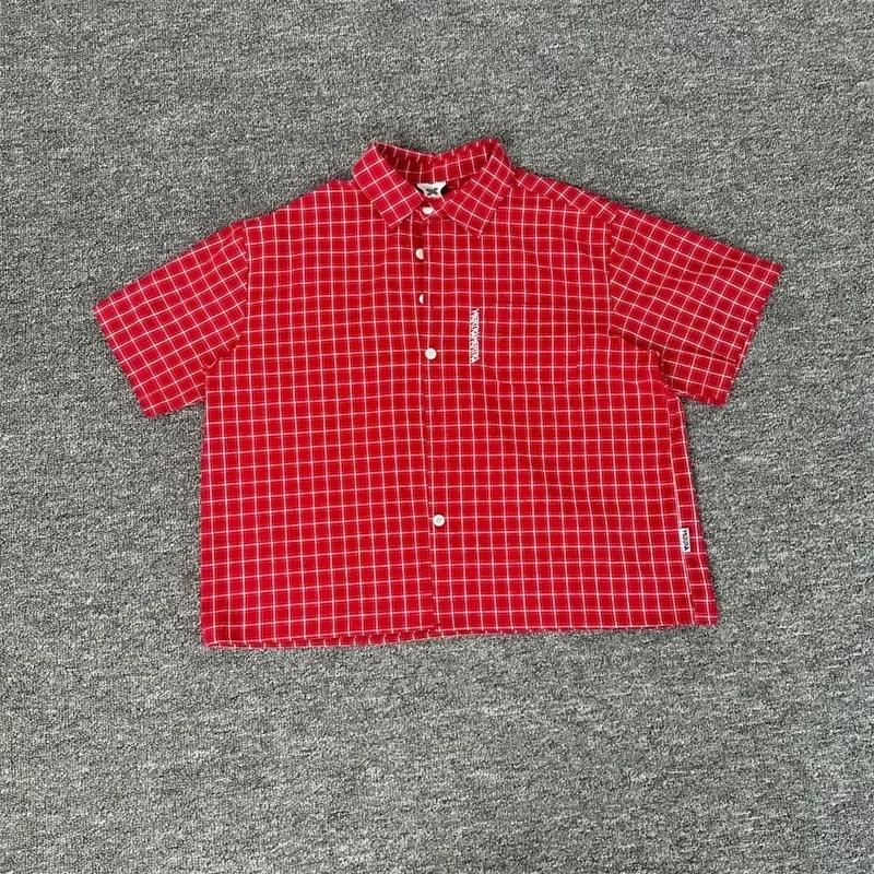 GLYDE Best Quality Green Plaid Shirts Men Women Pure Cotton Casual Short Sleeve Oversized Daily T-Shirts S