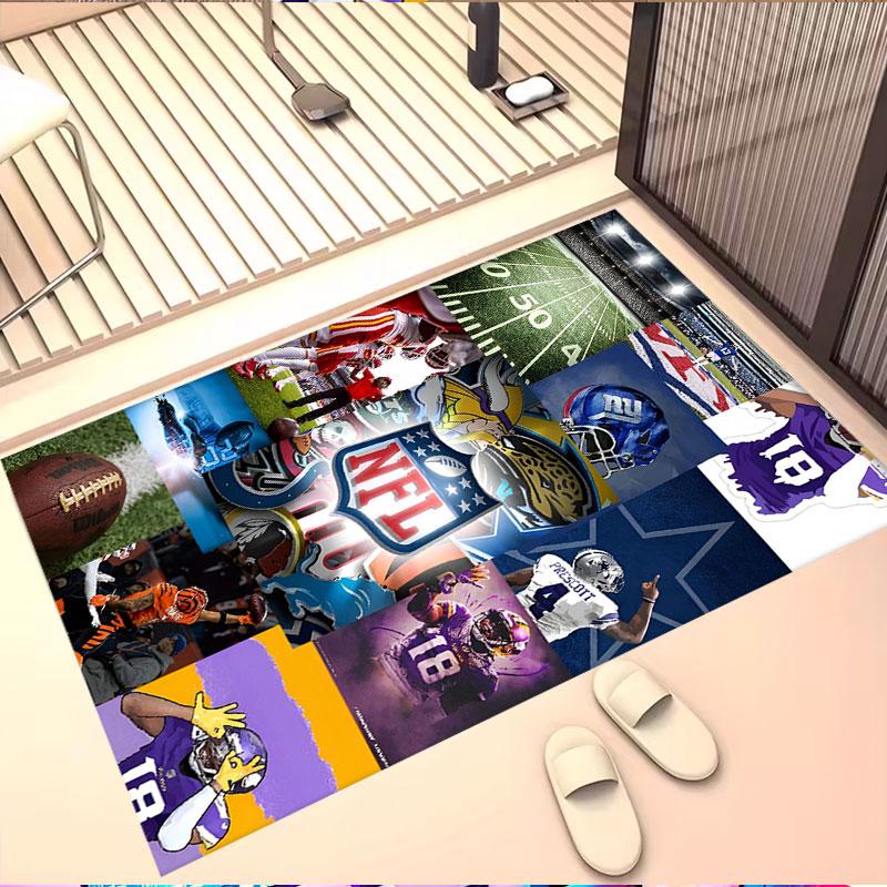 NFL Print Rug, Washable Floor Carpet, For Entryway Dorm Laundry Room Office Study, Home Decor Birthday Christmas Gift
