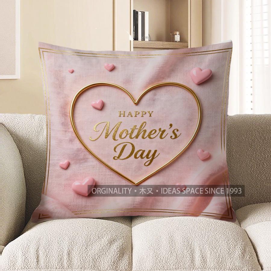 

Home Decor Happy Mother S Day Heart-Shaped Pillow Pattern Cushion Cover Suitable For Sofa Bedroom Car Pillow Cover 40x40cm