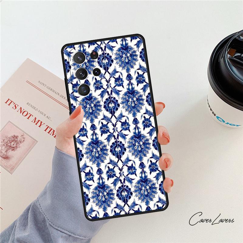 Moroccan Tile Rubber phone case For Samsung Galaxy S24 S25 S23 S22 Ultra Note 10 20 Plus S20 S21 FE Cover