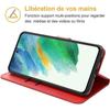 Coque de Protection - PROSHOP - pour Samsung S22 Ultra - Rouge - Effet Cuir - Porte-Carte