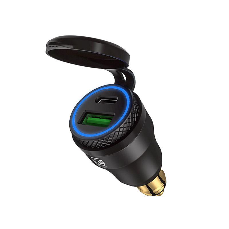Waterproof Motorbike 12V 24V QC3.0 USB Type C PD Fast Charger Power Adapter Hella DIN Plug Socket for BMW Ducati Motorcy