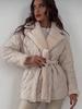 Women's Collar Tied Waistband Jacquard Thick Jacket Top