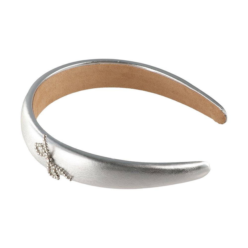 

Корейский стиль PU кожаный обруч для волос Balletcore Silver Headband Милый бант Hairband High Head Top Style B