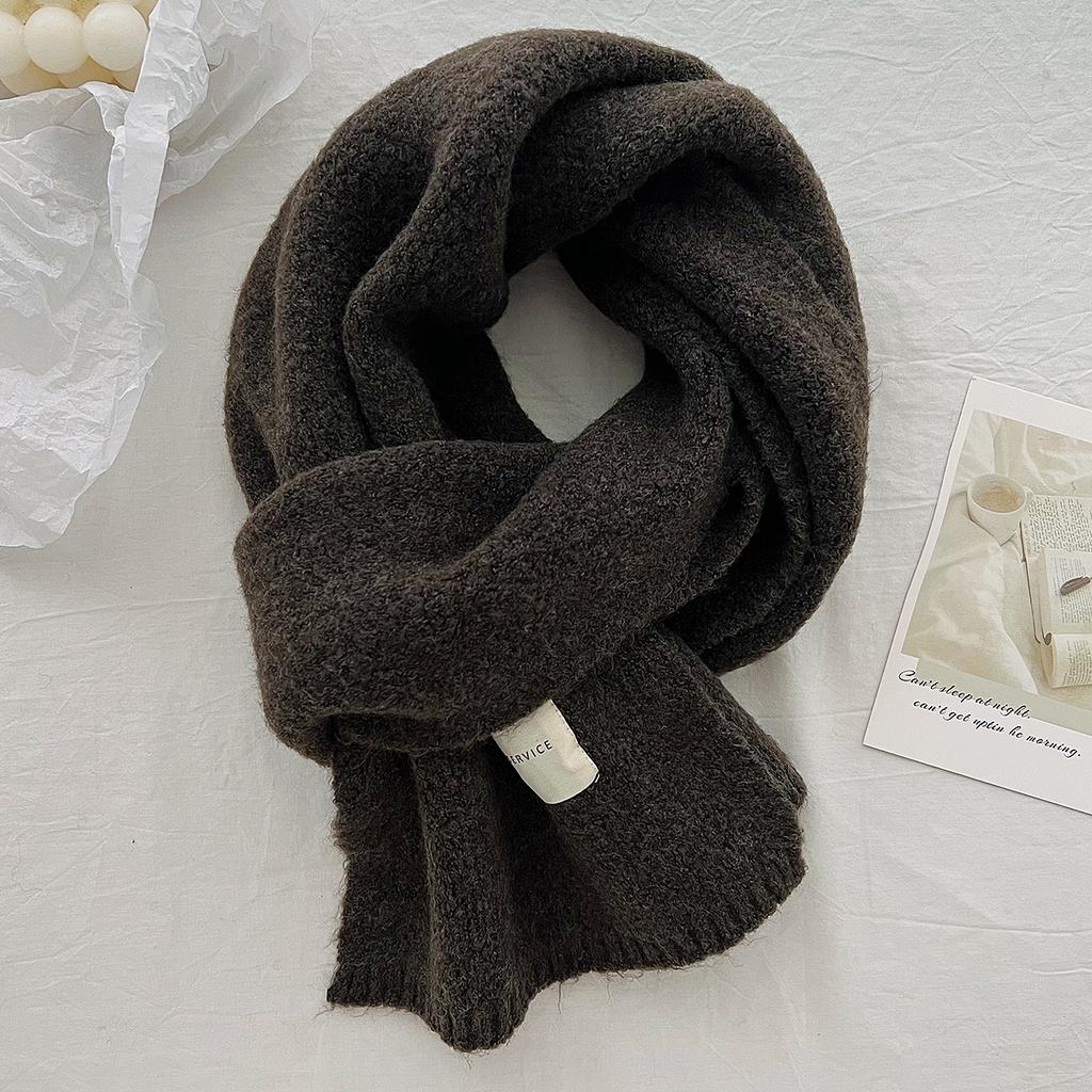 1116 Autumn and Winter New Solid Color Knitted Scarf Women's Daily Travel Temperament Versatile Scarf Winter Windproof and Cold