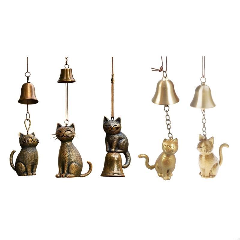 62KD Cats Wind Chimes Outdoor and Indoor Decoration Rustproof Metal Soothings Sound Garden Porch Hanging Ornament