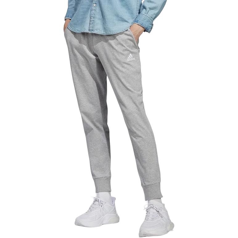 Men's Pants Adidas Knitted Sweatpants Men's Gray Moderate Cuffed Pants