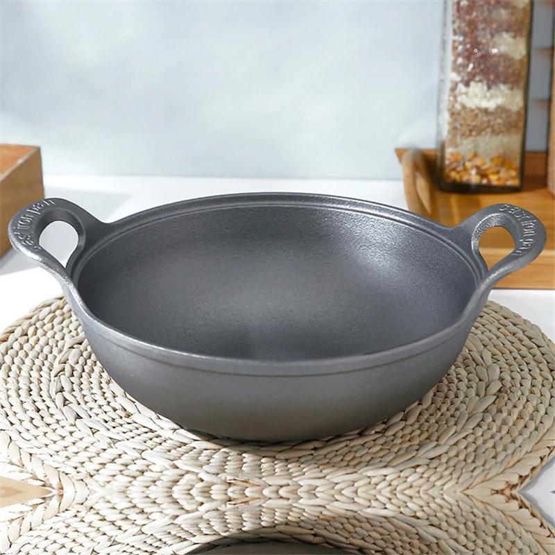 Old style iron pot Uncoated fryer Stew pot Frying pan Non stick pot Flat bottomed induction cooker gas universal boiler wok  pan