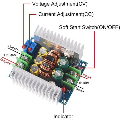 Module Convertisseur Abaisseur DC-DC Régulateur Abaisseur 6-40V à 1.2-36V Tension de Sortie Réglable Convertisseur Module d'Alimentation 300W 20A CC