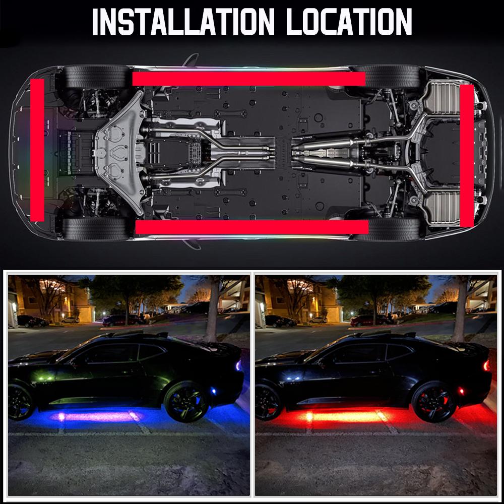 Car Charssis Flexible LED Strip Light LED Underbody Remote /APP Control RGB Neon Lights Ambient Atmosphere Auto Decorative Lamp