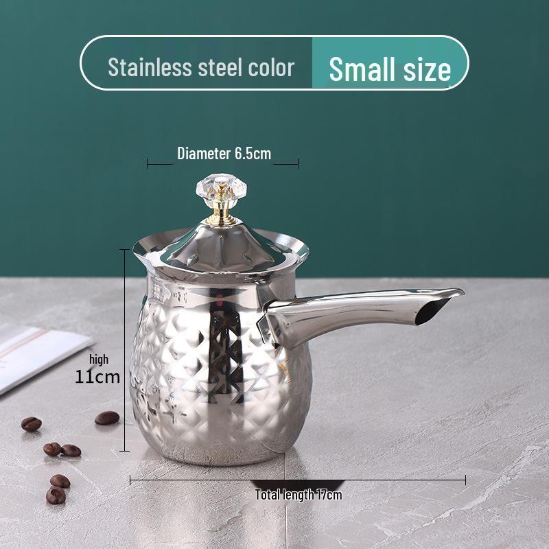 Korean Style Stainless Steel Pour-Over Coffee Pot with Long Golden Handle - Tea Kettle & Milk Warmer