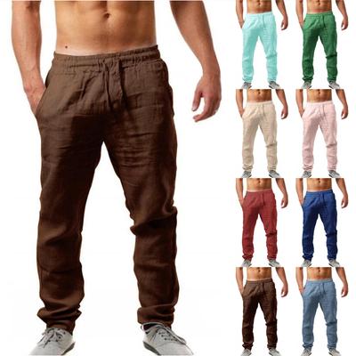 European and American Summer Men's Hip-Hop Cotton Linen Loose Casual Sports Pants