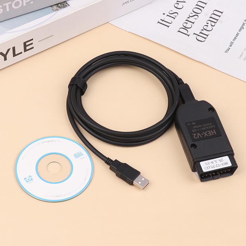 Hex V2 Cable Vcds Interface 24.7 Atmega162 5054 Usb Interface For Multi-Brand Cars Detector Supports English