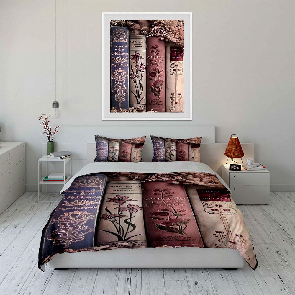 Books and Floral Designs. Bedding Sets Duvet Cover Sets Duvet Covers Pillowcases(1 * Duvet Cover 2 * Pillowcases Without Duvet Insert)