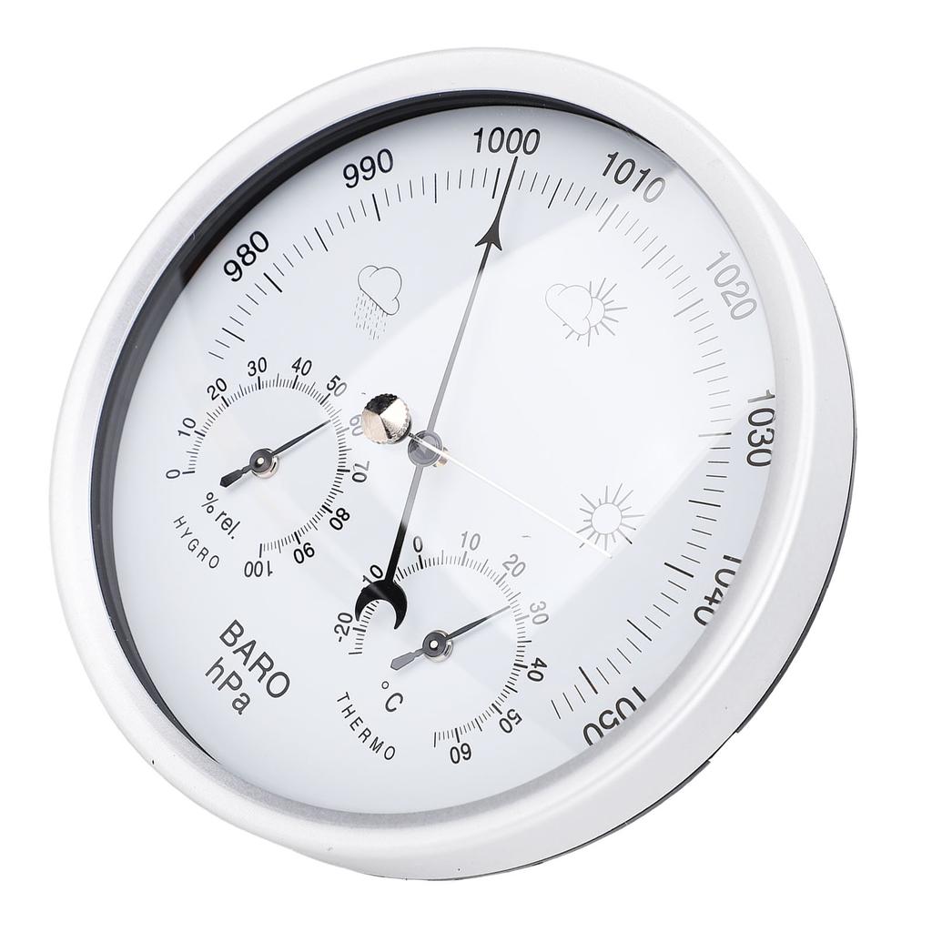 Round Weather Station Aluminum Alloy Mechanical Movement Wall Hanging Thermometer Barometer Hygrometer for Indoor