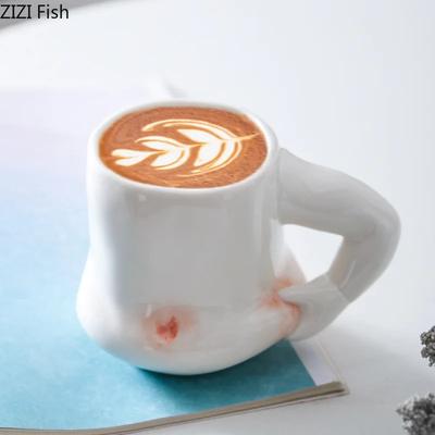 Creative Pinch Belly Cup Ceramic Cup&saucer Dining Table Coffee Mug Milk Tea Mugs Afternoon Tea Teacup Fruit Juice Container