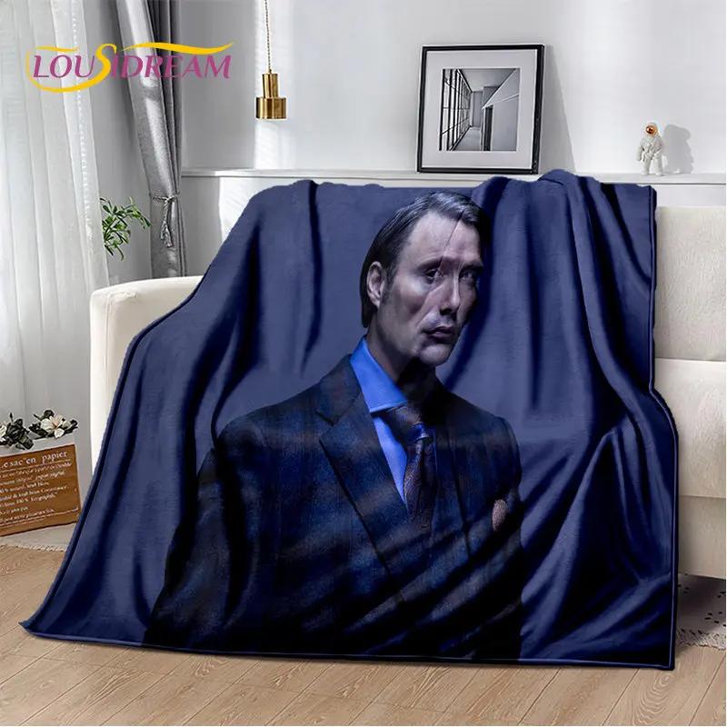 3D Mads Mikkelsen Schauspieler Star Weiche Plüschdecke, Flanelldecke Überwurfdecke für Wohnzimmer Schlafzimmer Bett Sofa Picknick Abdeckung Kinder