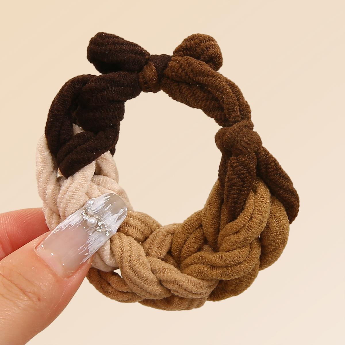 

Высокоэластичная плетеная утолщенная повязка на голову, кольцо для волос, модный головной убор для девочки, милая резинка, аксессуары для волос 02