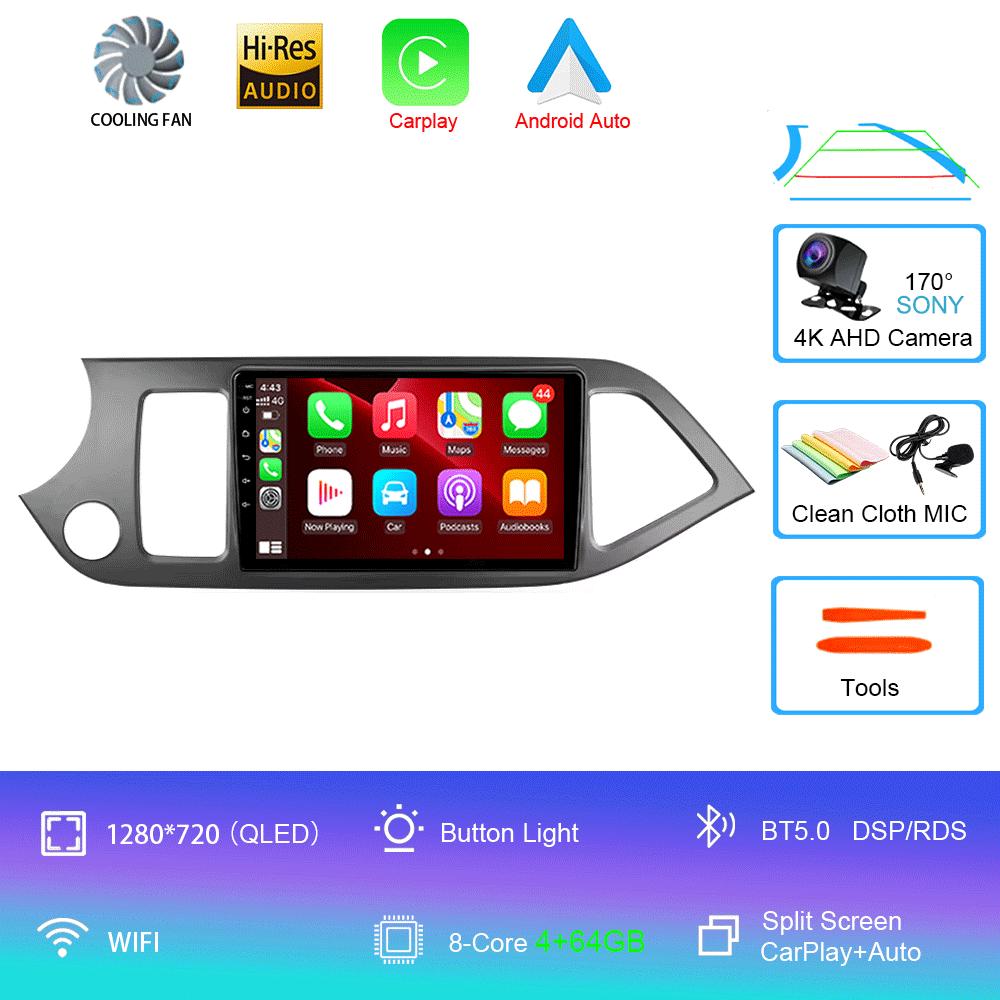 Car Radio Android 14 Carplay WIFI+4G For KIA PICANTO Morning 2011 2012-2016 Navigation GPS Multimidia Video Player Head Unit DSP
