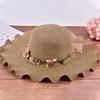 Women Sun Hat Big Wide Brim Beach Handmade Floral Summer Straw Sun Cap