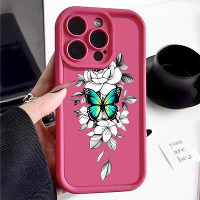 Butterfly Flowers Pattern Soft Silicone Case For iPhone 15 16 14 Pro Max 15 14 Plus 11 12 13 Pro 16E XR Shockproof Phone Cover