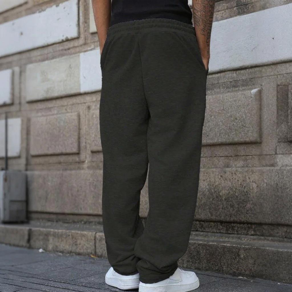 Men's Baggy Stacked Sweatpants  Drawstring Waist Wide Leg Flared Sweatpants Streetwear
