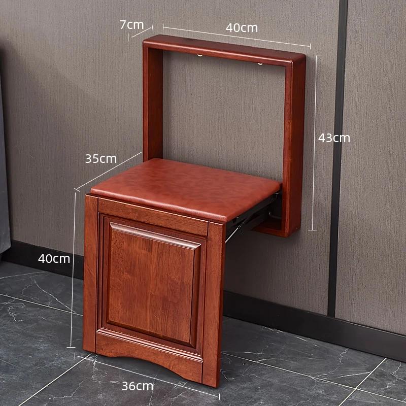 Household Wooden Bathroom Stool - Folding Porch Seat, Ultrathin Telescopic Design, Perfect for Shower & Shoe Changing