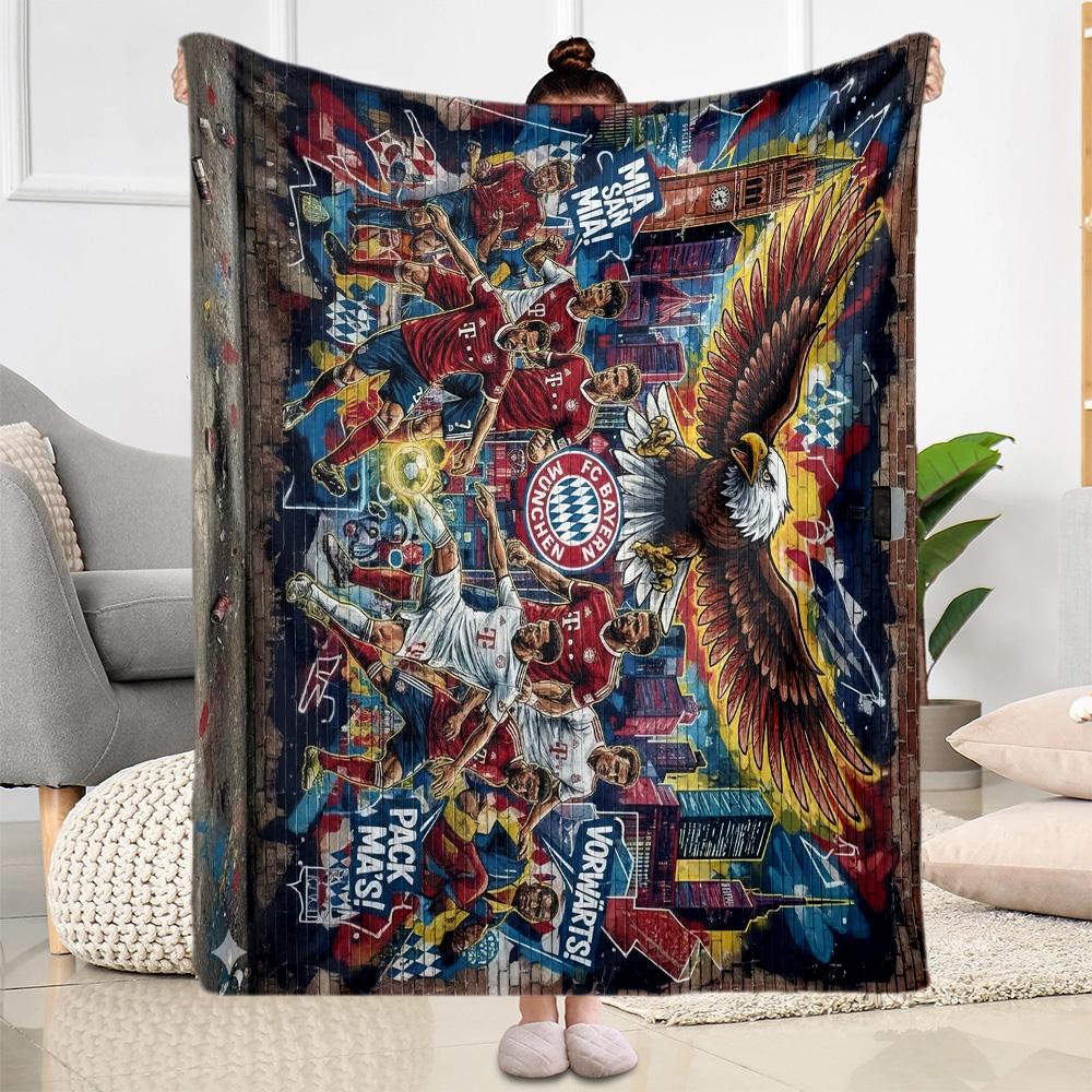 Bayern Munich Blanket Warmthful Decor Perfect for Office Chair Livingroom Seaside Four Seasons Universal Playful Design