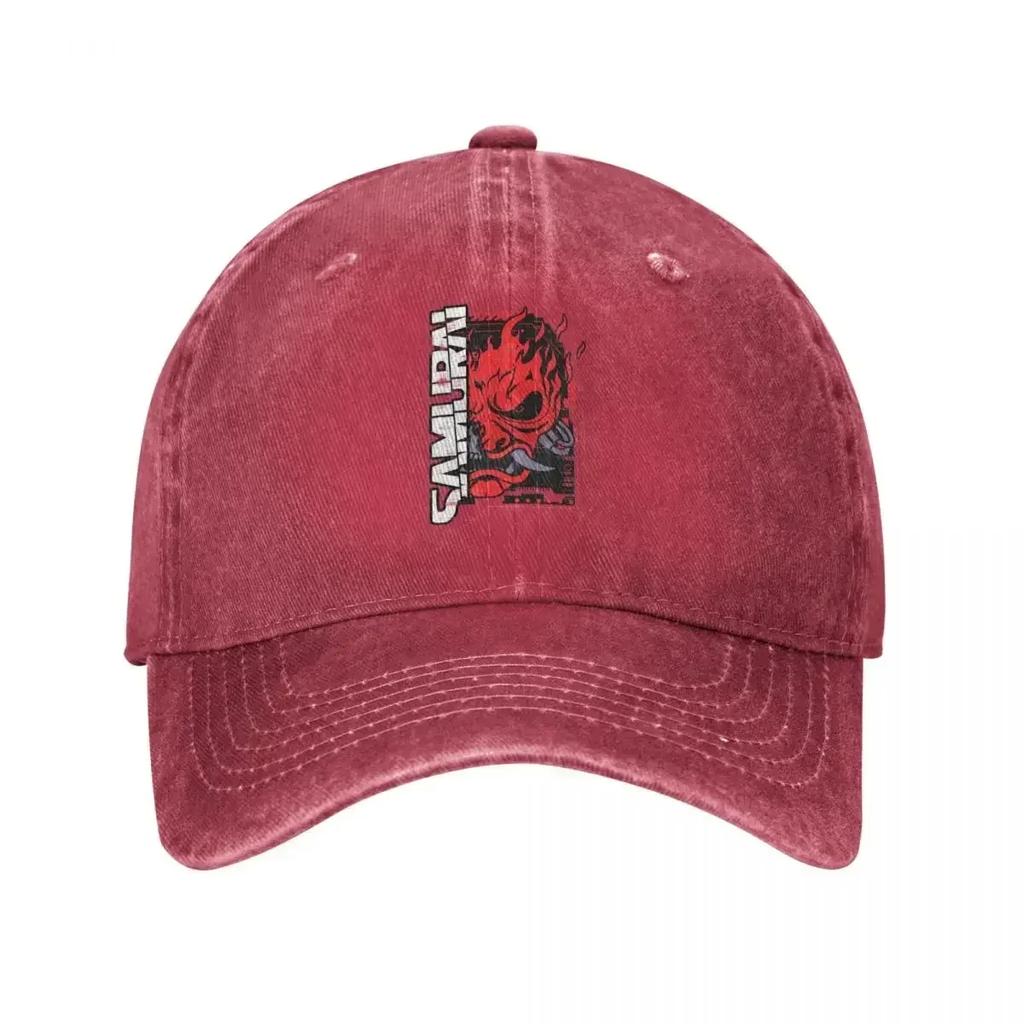 Samurai Rock Band Game Baseball Cap Vintage Denim Washed Cyber Japanese Punk Gaming Snapback Hat Unisex Women Outdoor Workouts Hats