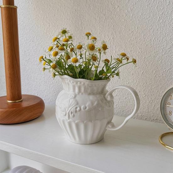 Vase Ornament, Robuster Dekorativer Blumentopf für Echte oder Künstliche Blumen Schlafzimmer Wohnzimmer Dekoration Blumenarrangement