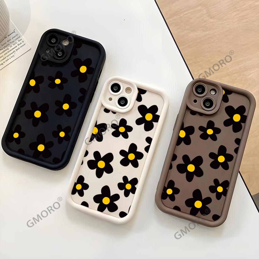 South East Asia Full Screen Black Flower Mobile Phone Case iPhone17 Girls High Value Apple 16pm Silicone Case