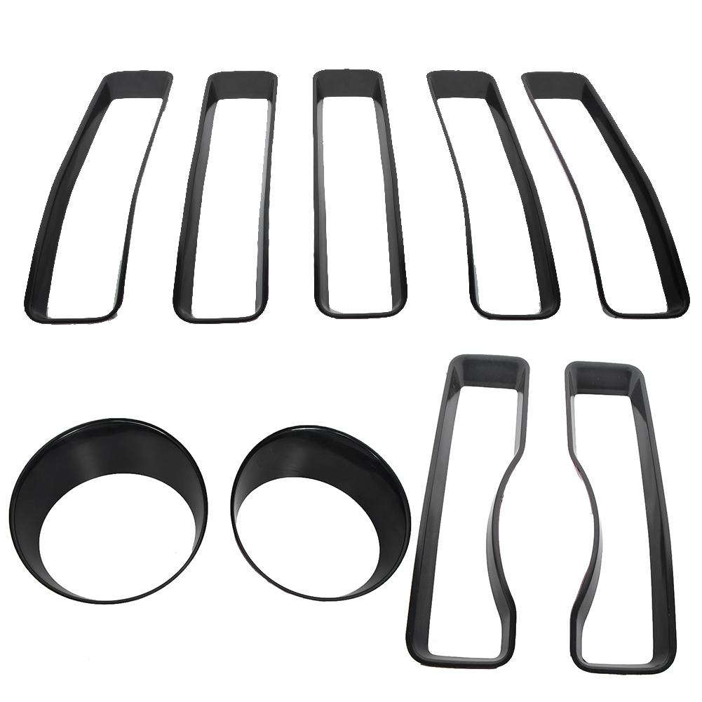Headlight Cover Front Grille Inserts Trim Fit for Jeep Wrangler JL 20182019