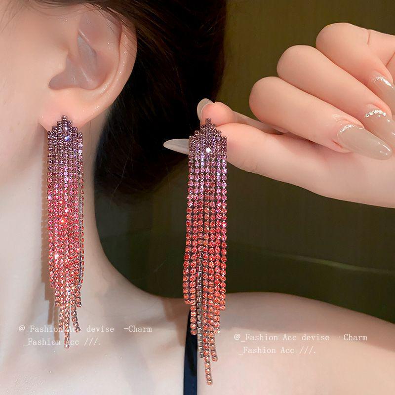 Elegant Rhinestone Tassel Earrings for Women