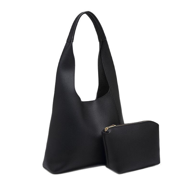 Leather Fleece Simple And Fashionable Shoulder Bucket Bag Commuter Summer Versatile Tote Bag Soft And Portable Student Armpit