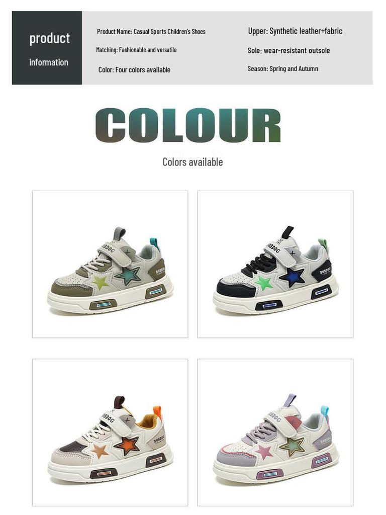 Bobodou Boys' 2025 Autumn Waterproof Leather Sneakers