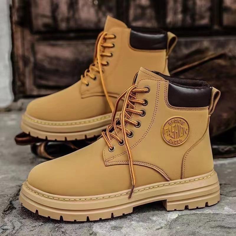 Martin Boots Men's Autumn and Winter High-top Couple's Big Yellow Boots Desert Tooling Retro Short Boots Locomotive Boots