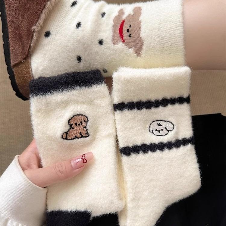 Female Autumn and Winter Thickened Warm Lovely Month Home Sleep Tube Socks
