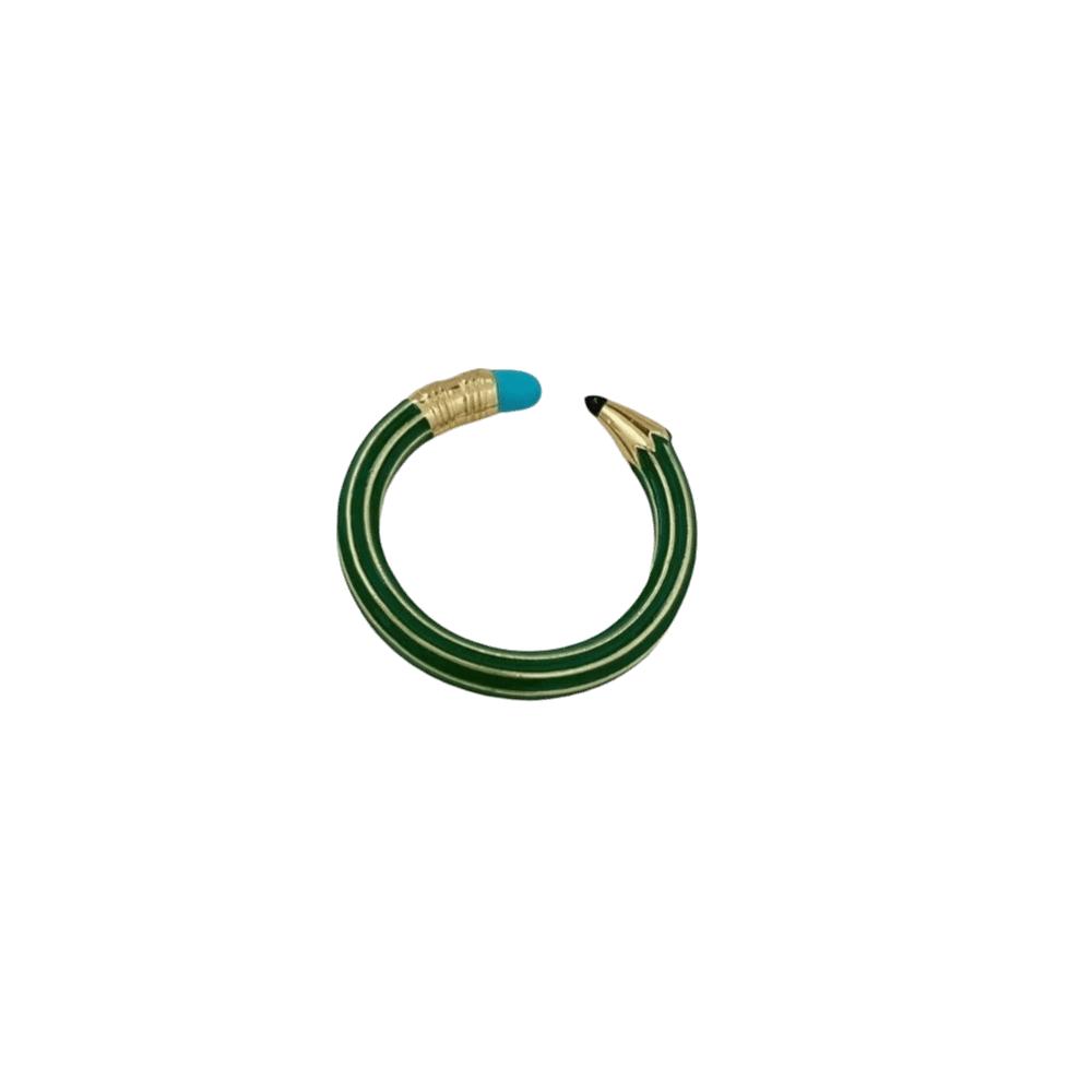 Minimalist Style Pencil Shaped Open Ring Funny Finger Ring Casual Colorful Enamel Ring  Gift зелёный