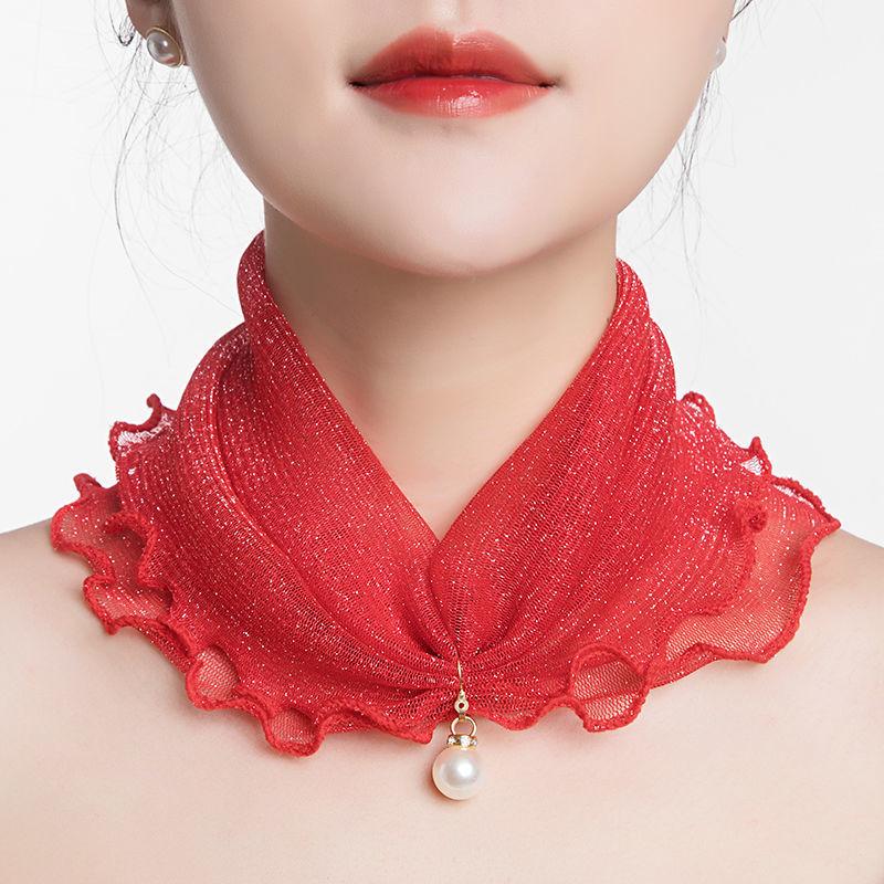 Women's Sunscreen Neck Cover Veil Neck Protection Scarf Summer Thin Ruffled Edge Scarf