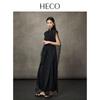 HECO New Chinese Style Ruffle Hem Sleeveless Acetate Long Dress