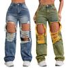 Melody Ripped Women's Blue Jeans Hip-hop Style Fashion Vintage Streetwear Y2K Wide Leg Jeans Baggy Denim Pants