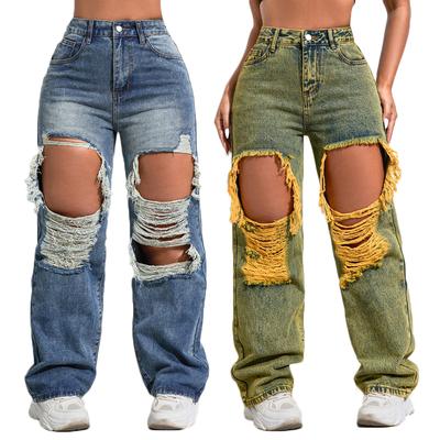 Melody Ripped Women's Blue Jeans Hip-hop Style Fashion Vintage Streetwear Y2K Wide Leg Jeans Baggy Denim Pants