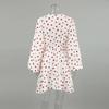 LYRIA New Strawberry Print V Neck Lantern Sleeve Dress Fashion Dress Women
