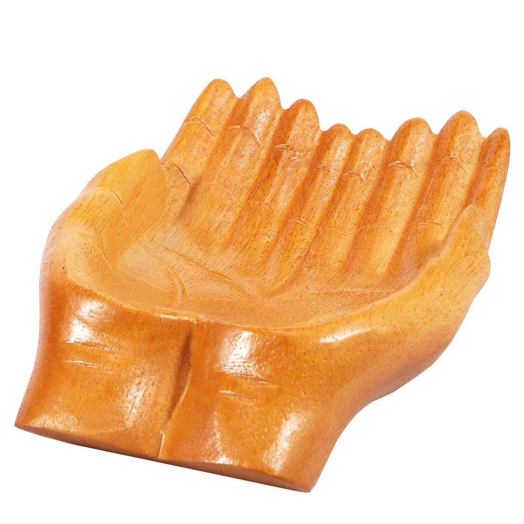 Wooden Carved Hands Storage Bowl Decorative Bowl for Entryway Table Aesthetic Jewelry Crystal Stone Display Entrance Key Bowl