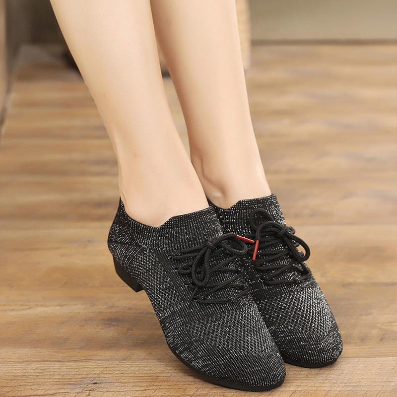 Fly Woven Mesh-Tanzschuhe für Mädchen und Frauen, Walzer, Tango, Yoga, Ballett, Lehrer, Übungstanzschuhe