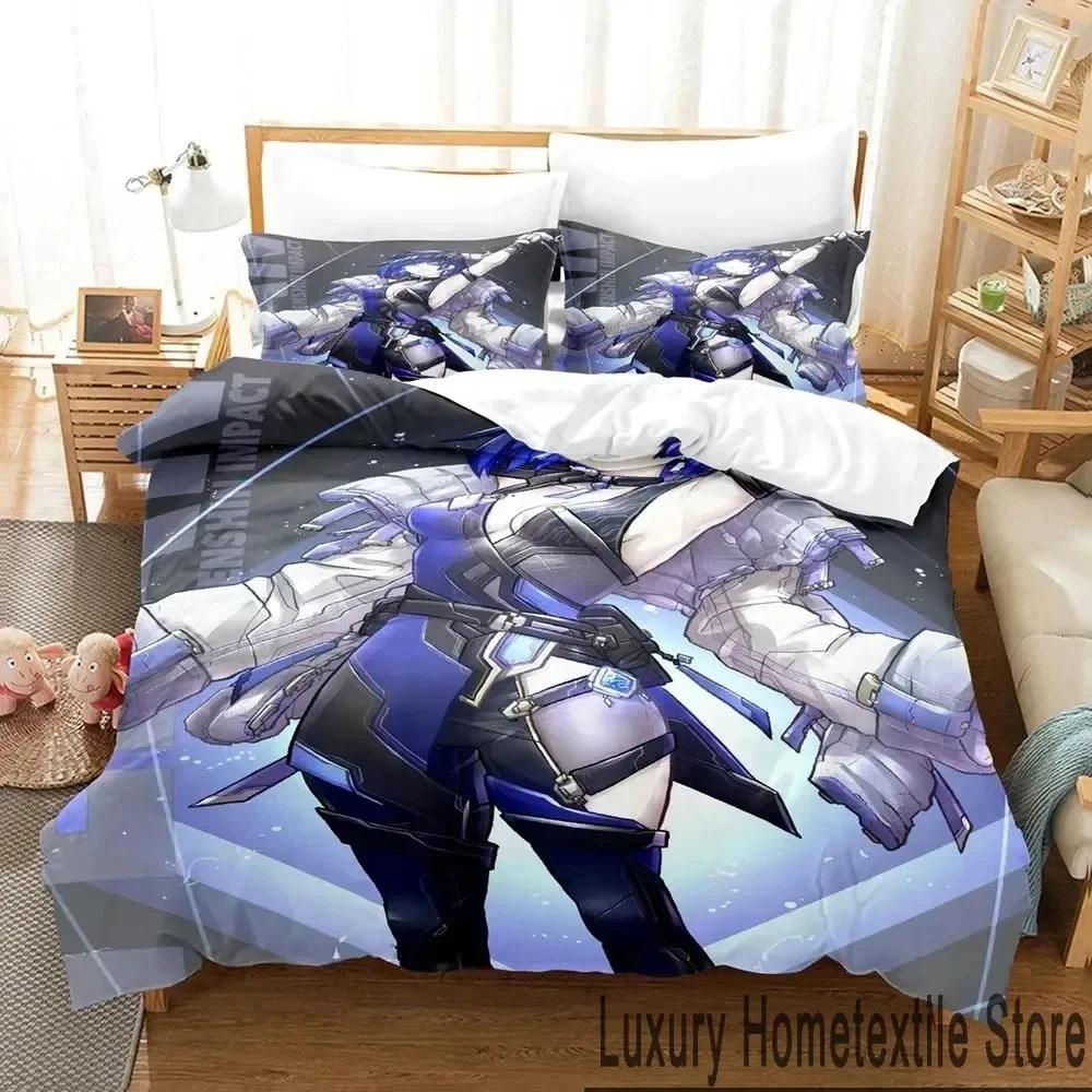 3D Print Anime Game Yelan Genshin Impact Bedding Set Boys Girls Twin Queen King Size Duvet Cover Pillowcase Bed Boys Adult
