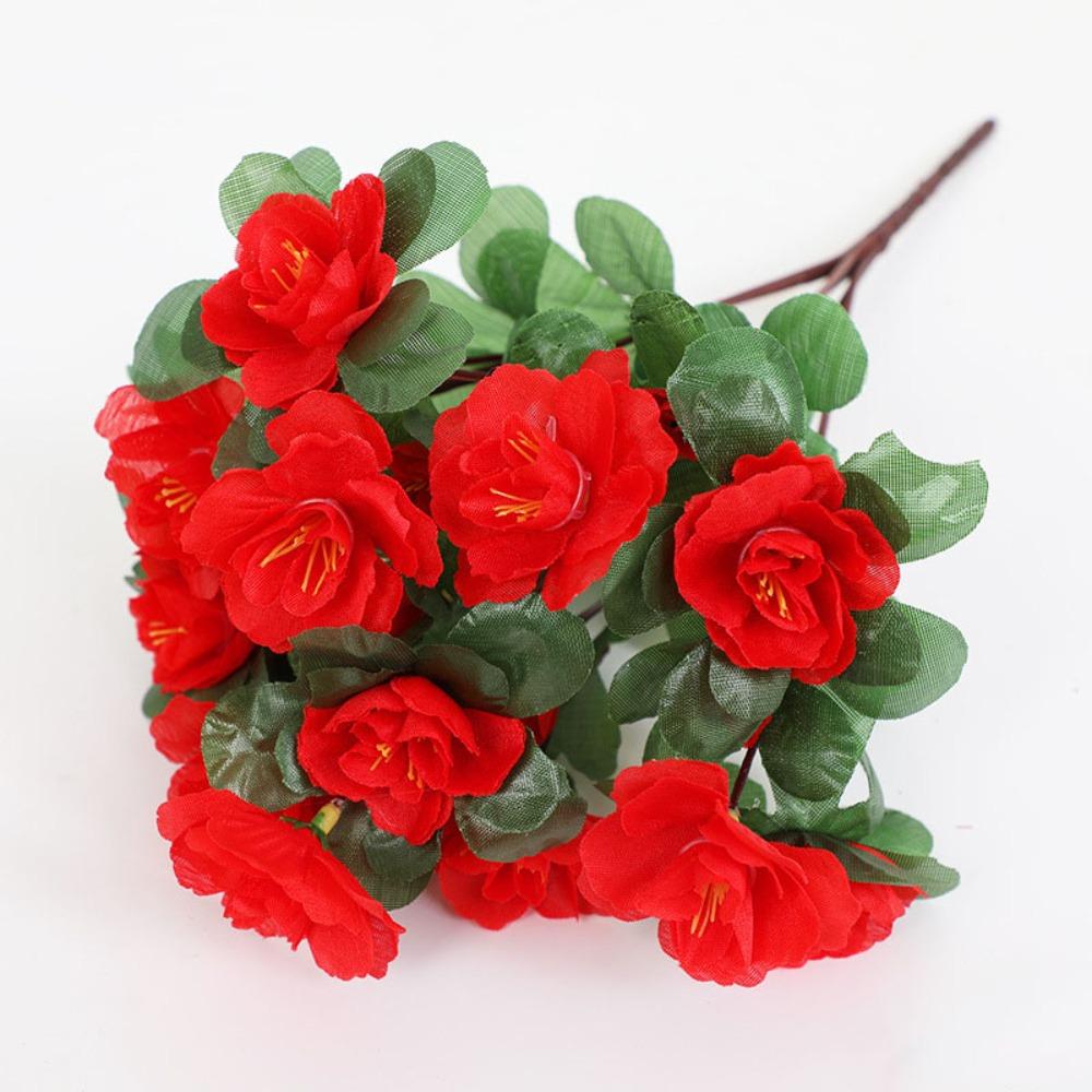 Decor Silk Flower Artificial Rhododendron Arrangements DIY 21 Head Fake Flower Handmade Bouquet Indoor and Outdoor