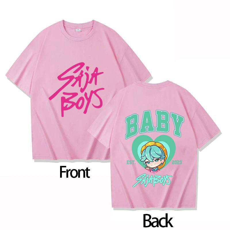 Boys Girls T-shirt Hot KPOP Demon Hunter Tiger Derpy Parent-child Cotton Round Neck Girls Short-sleeved Comfortable Adult Top